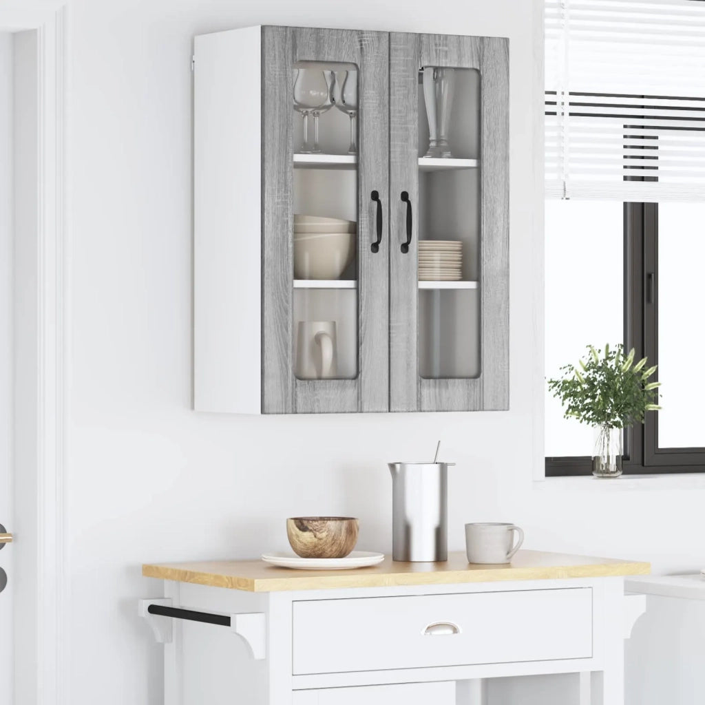 Mobile in vetro da parete LUCCA Grigio Sonoma 60 x 31 x 80 cm