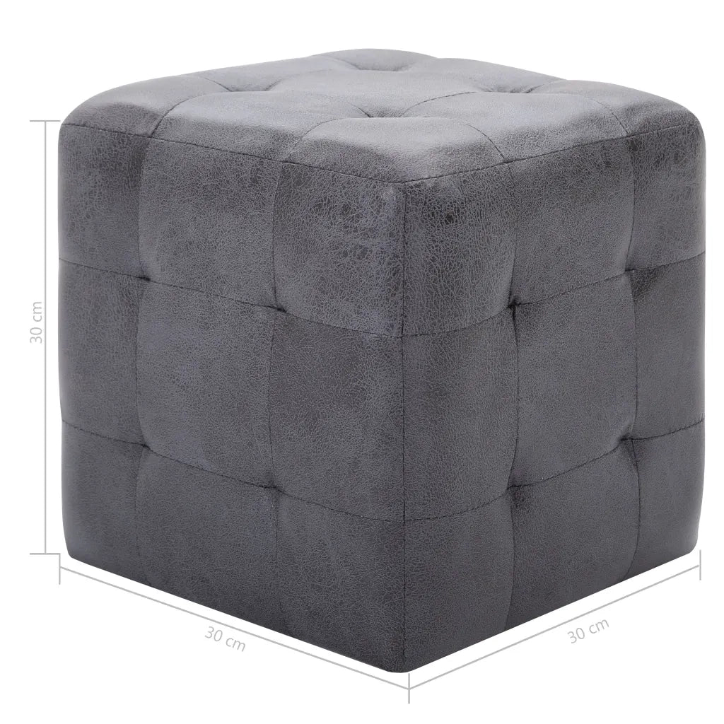 Comodini 2 pz-Set di 2 Tavolino da notte Grigio 30x30x30 cm in Similpelle Scamosciata