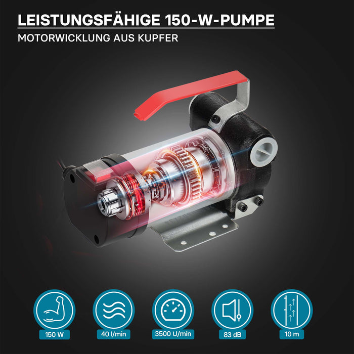 Pompa autoadescante per trasferimento diesel gasolio 12V/10W 40 l/min con pistola automatica