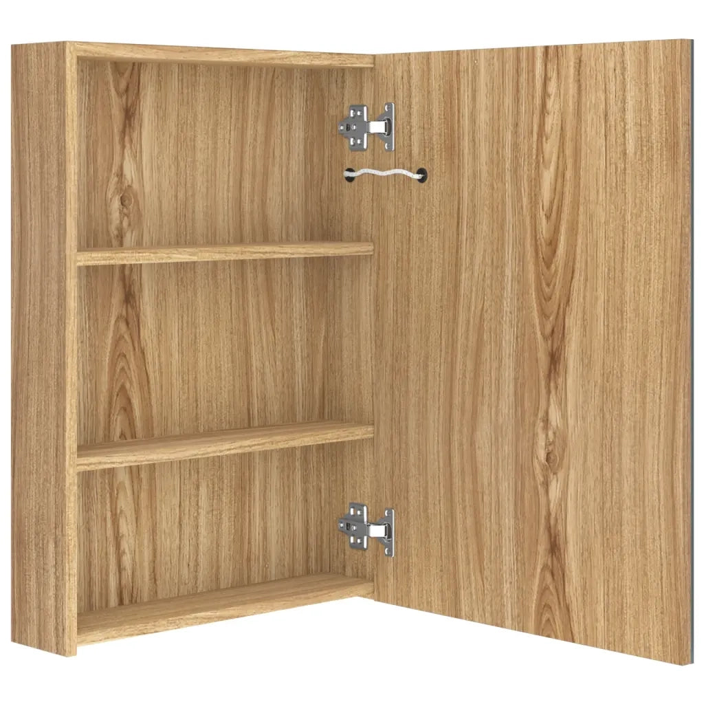 Armadietto Bagno con Specchio e LED Rovere 50x13x70 cm cod mxl 74651