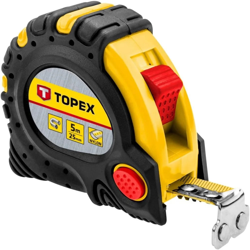 Topex 27c345 flessometro acciaio io, 5 m x 25 mm, magnetico ds