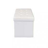 POUF CONTENITORE RETTANGOLARE IN ECOPELLE BIANCO