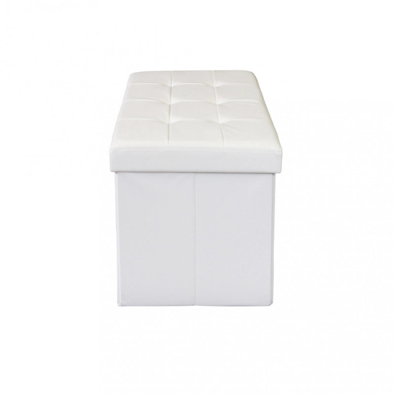 POUF CONTENITORE RETTANGOLARE IN ECOPELLE BIANCO