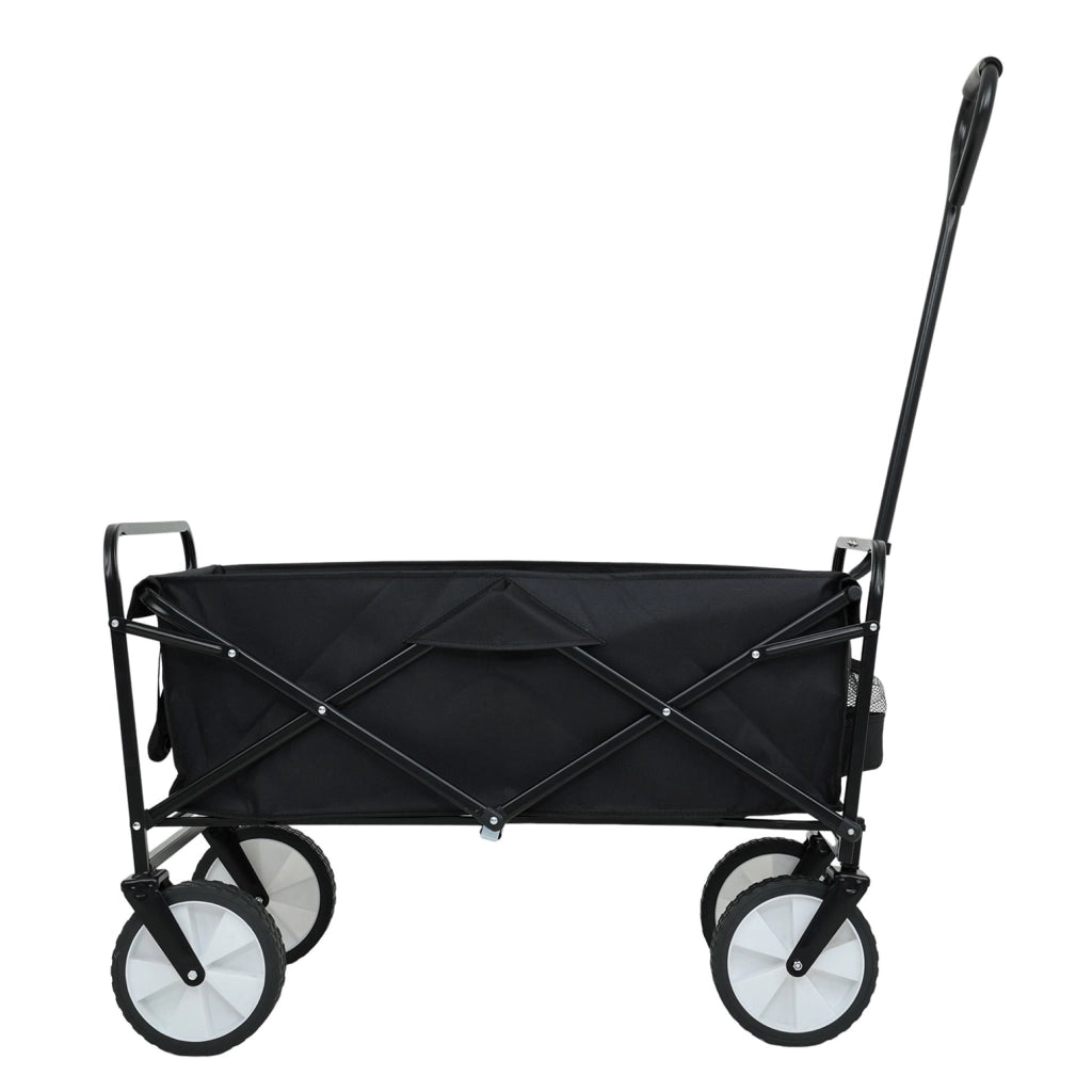 Carrello da Spiaggia Pieghevole TYRS con Ruote in Plastica, Portata Massima 120 kg, Colore Nero