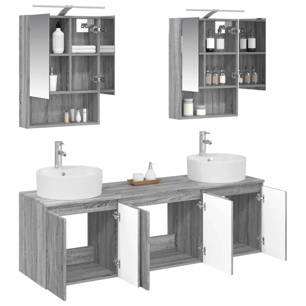 Set di Armadi da Bagno 5 pcs Sonoma grigio Legno ingegnerizzato 3406444