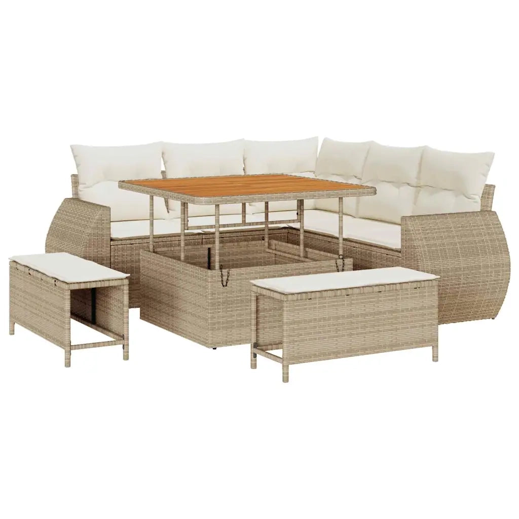 Set Divano da Giardino 8 pcs Beige polyrattan
