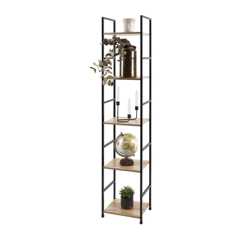 Scaffale a 5 livelli collezione HOLBORN – Stile industriale, colore rovere e nero