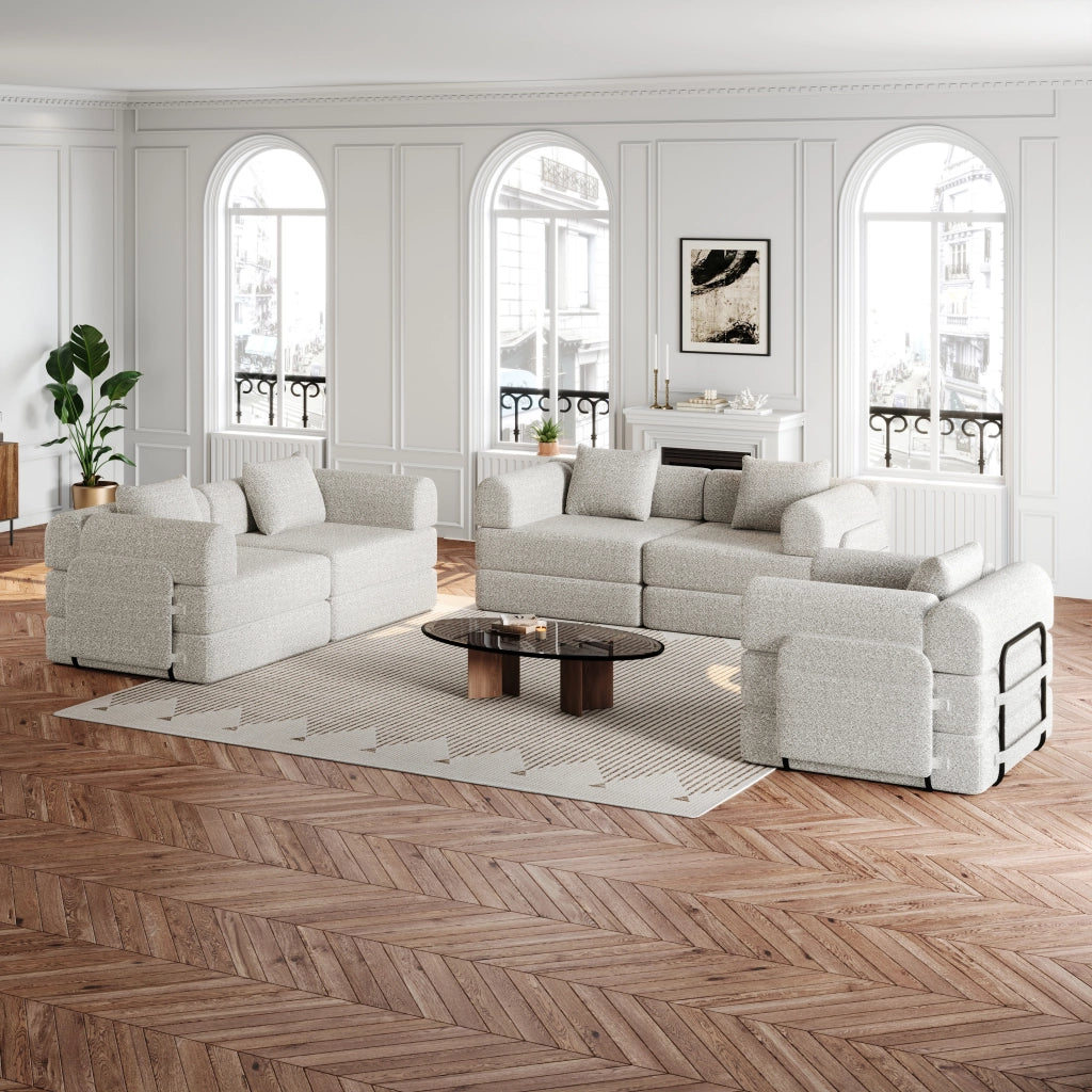 Divano Letto 2 in 1 con Vano Portaoggetti ¨C MINIMAL ¨C Chenille, Struttura Metallo