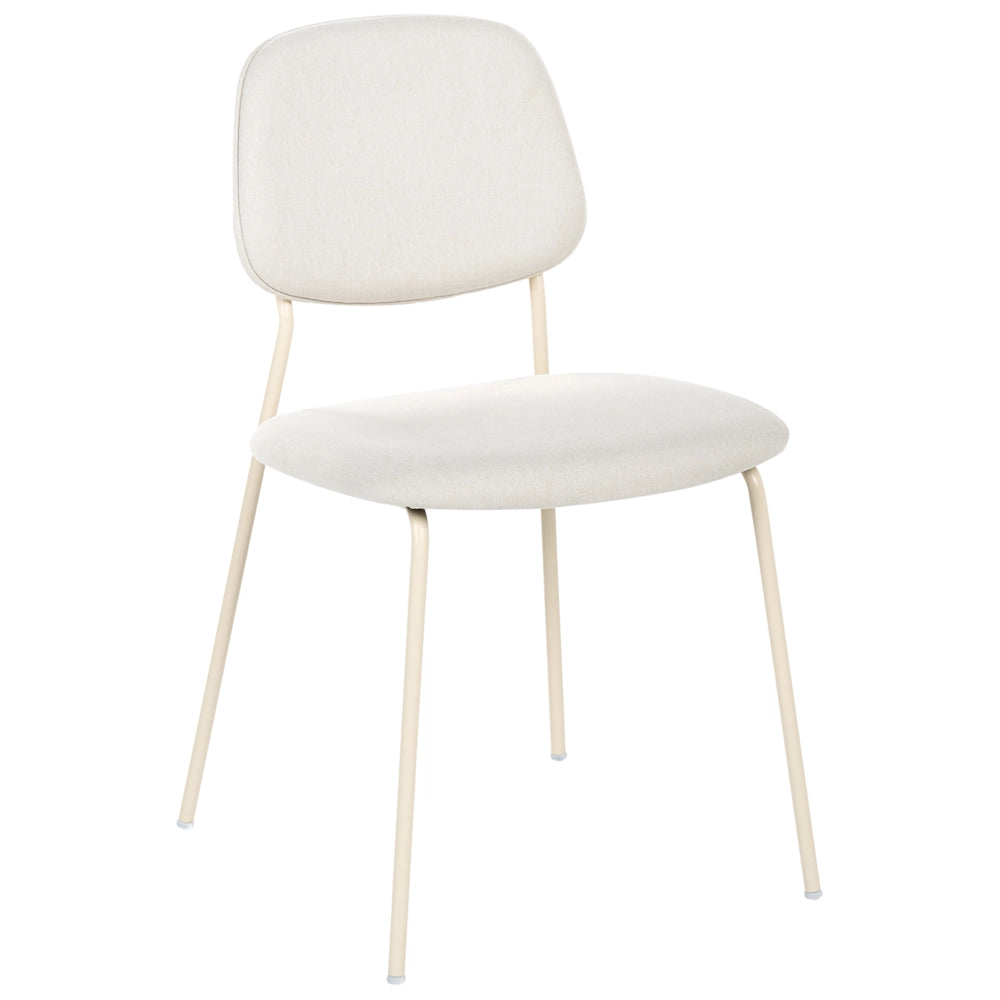Set di 4 sedie da pranzo bianco sporco con gambe in ferro e rivestimento in poliestere nero senza braccioli design moderno e minimalista