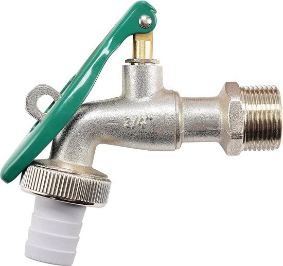 Valvola a pallini 3/4 pollici con connessione a tubo - chiusura a manopola in ottone - ideale per esterno/tap a terra per lavatrice/tap/valvola di chiusura
