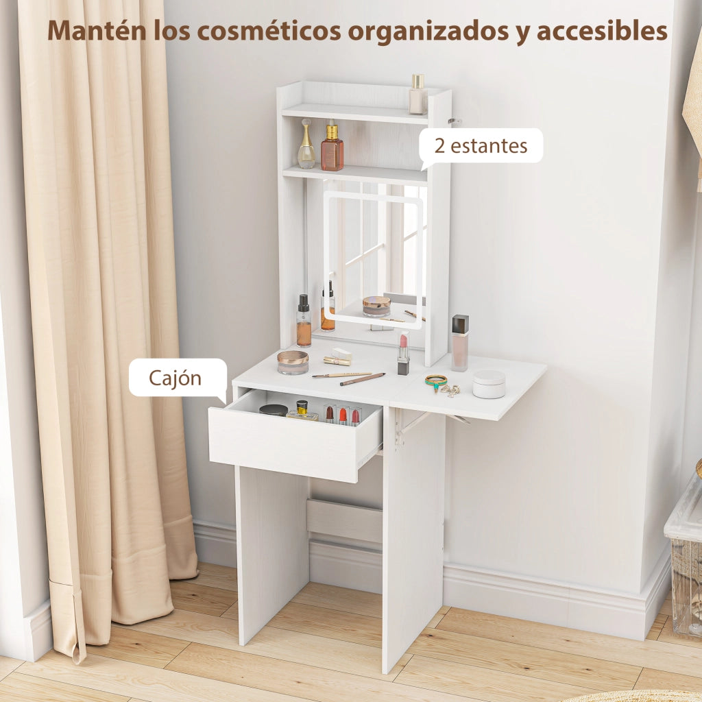 Tocador Trucco con Luci LED e Specchio ¨C zephmum ¨C Bianco