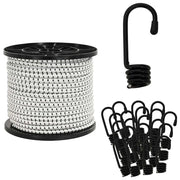 Corde Bungee con Ganci 10 mm 50 m Nero e Bianco PP e gomma 42047677