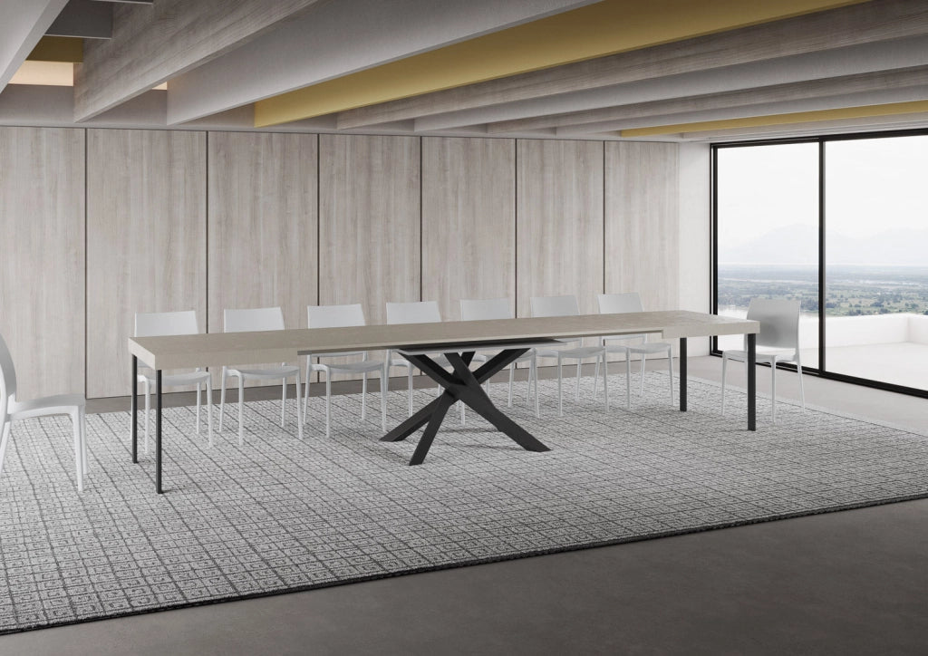 Tavolo Allungabile 160-420x90x77 cm Volantis Cashmere Telaio Antracite