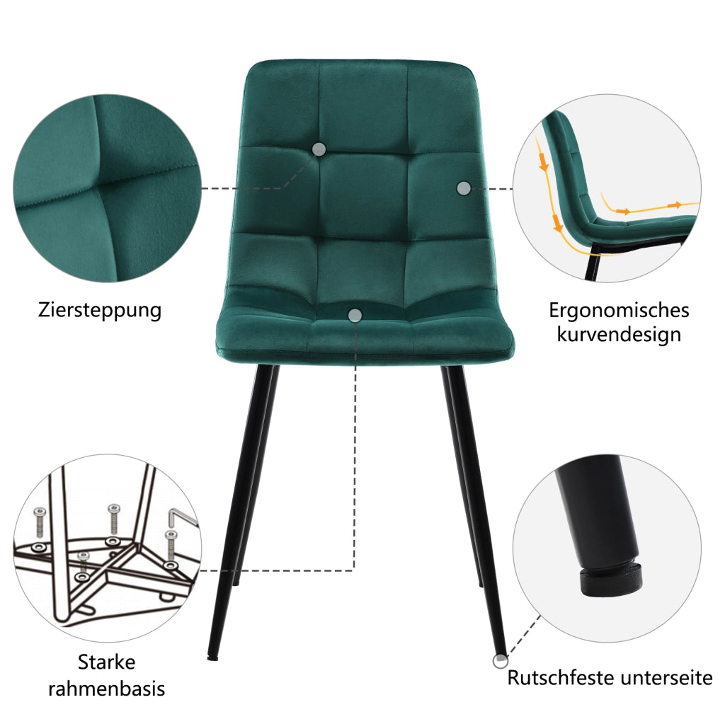 Set da pranzo 5 pezzi con tavolo rotondo ?100 cm e 4 sedie in velluto