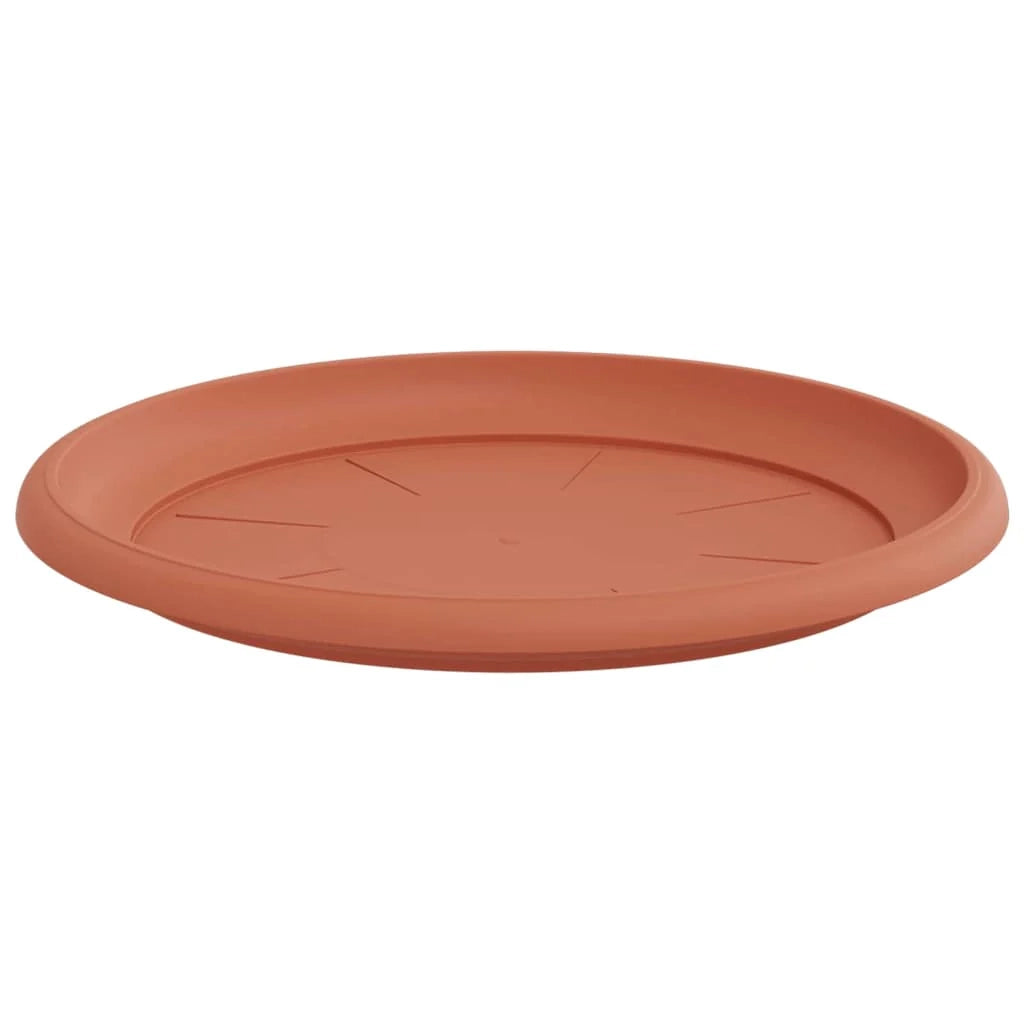 Set di 6 vassoi rotondi per fiori 27 x 27 x 2 cm leggeri e resistenti stile moderno plastica rosso mattone 02_0059352