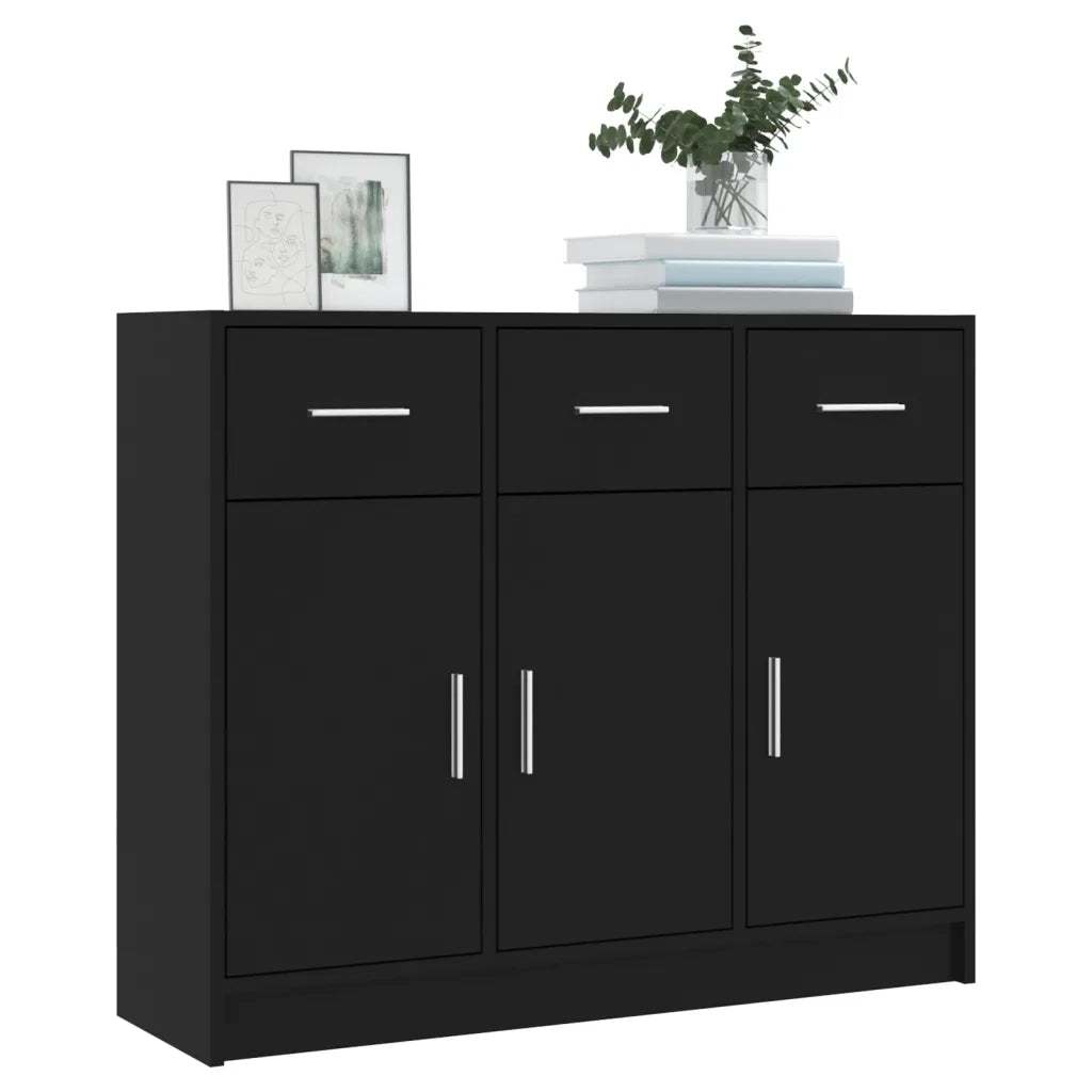 Credenza Nera 91x28x75 cm in Legno Multistrato 823009