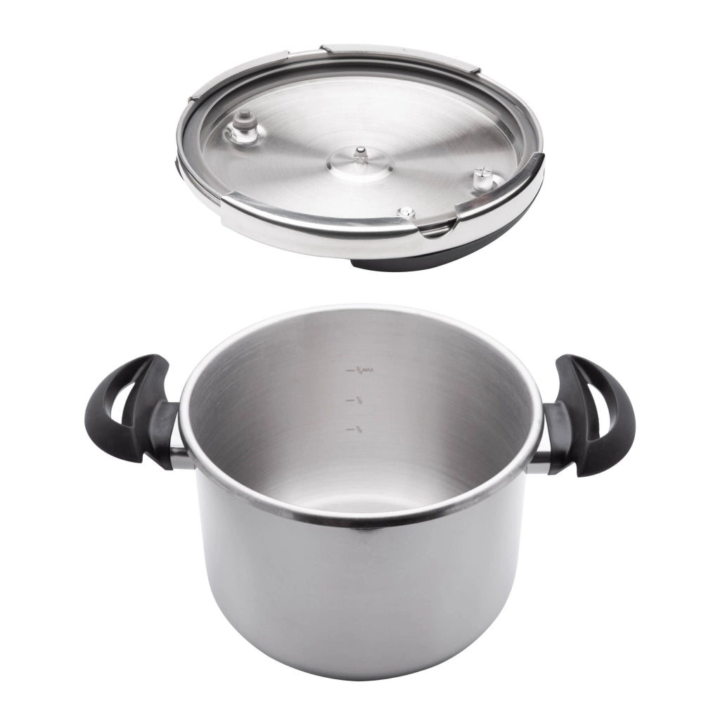 Pentola a pressione rapida acciaio inox 18/10, capacità 8 litri diametro 24cm, valvola sicurezza, fondo termodiffusore, induzione - SOGO