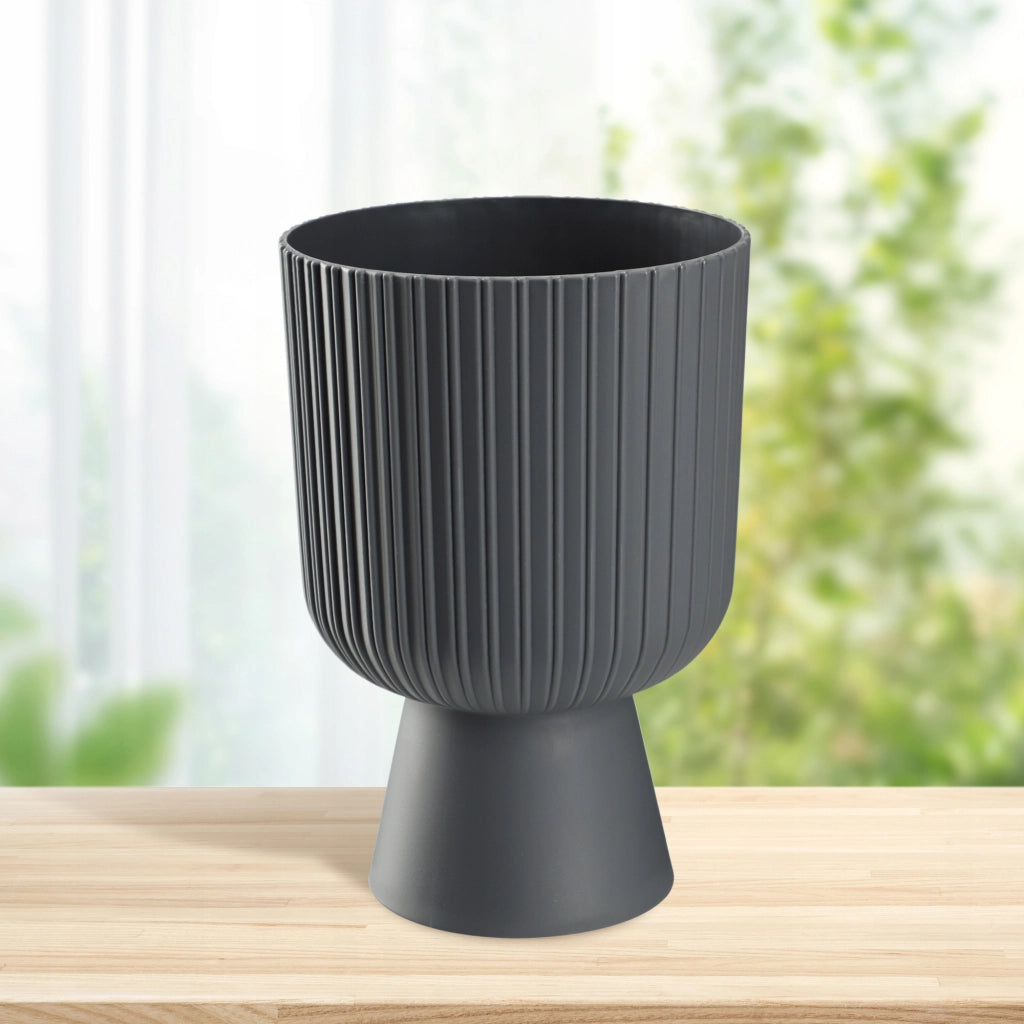 Vaso da fiori KADAX, vaso per piante da giardino, copertura in plastica, 18 cm, supporto per fiori, grigio