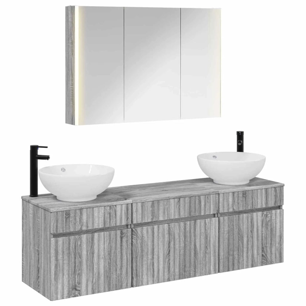 Set di Armadi da Bagno 4 pz Sonoma grigio Legno ingegnerizzato 3406628