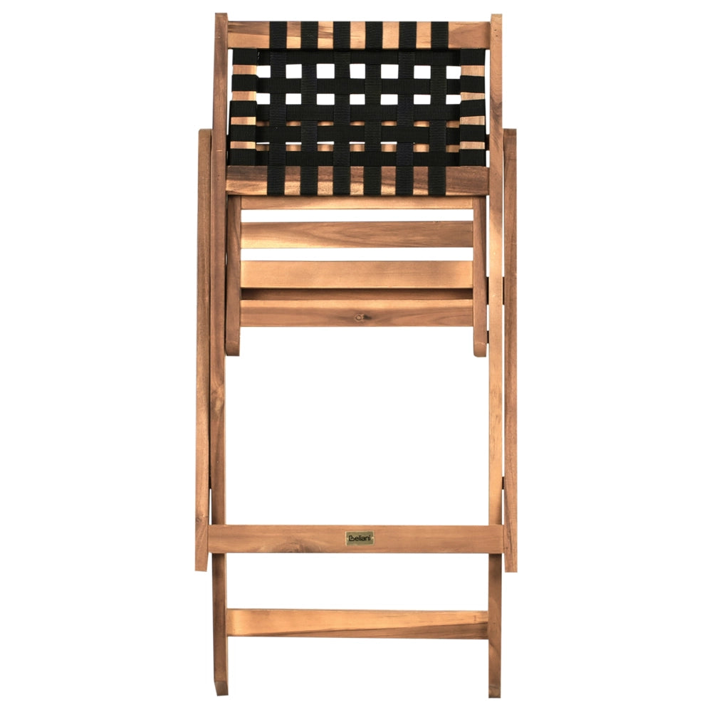 Set da balcone in legno di acacia marrone e nero pieghevole esterno elegante