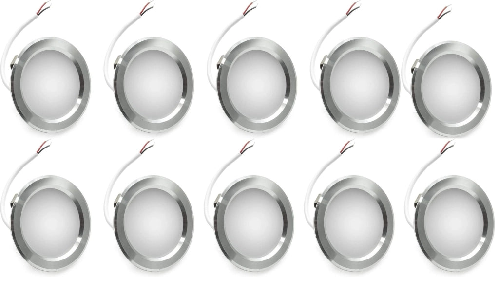 Kit 10 Faretti grigi LED Rotondo Ultra Slim 3W da Incasso 240lm Luce fredda 6500K Alluminio, Argento, Luce fredda-calda-naturale Colore della luce: Luce calda