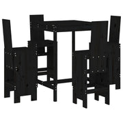 Set Bar da Giardino 5 pz | Set Salotto da Giardino Nero in Legno Massello di Pino