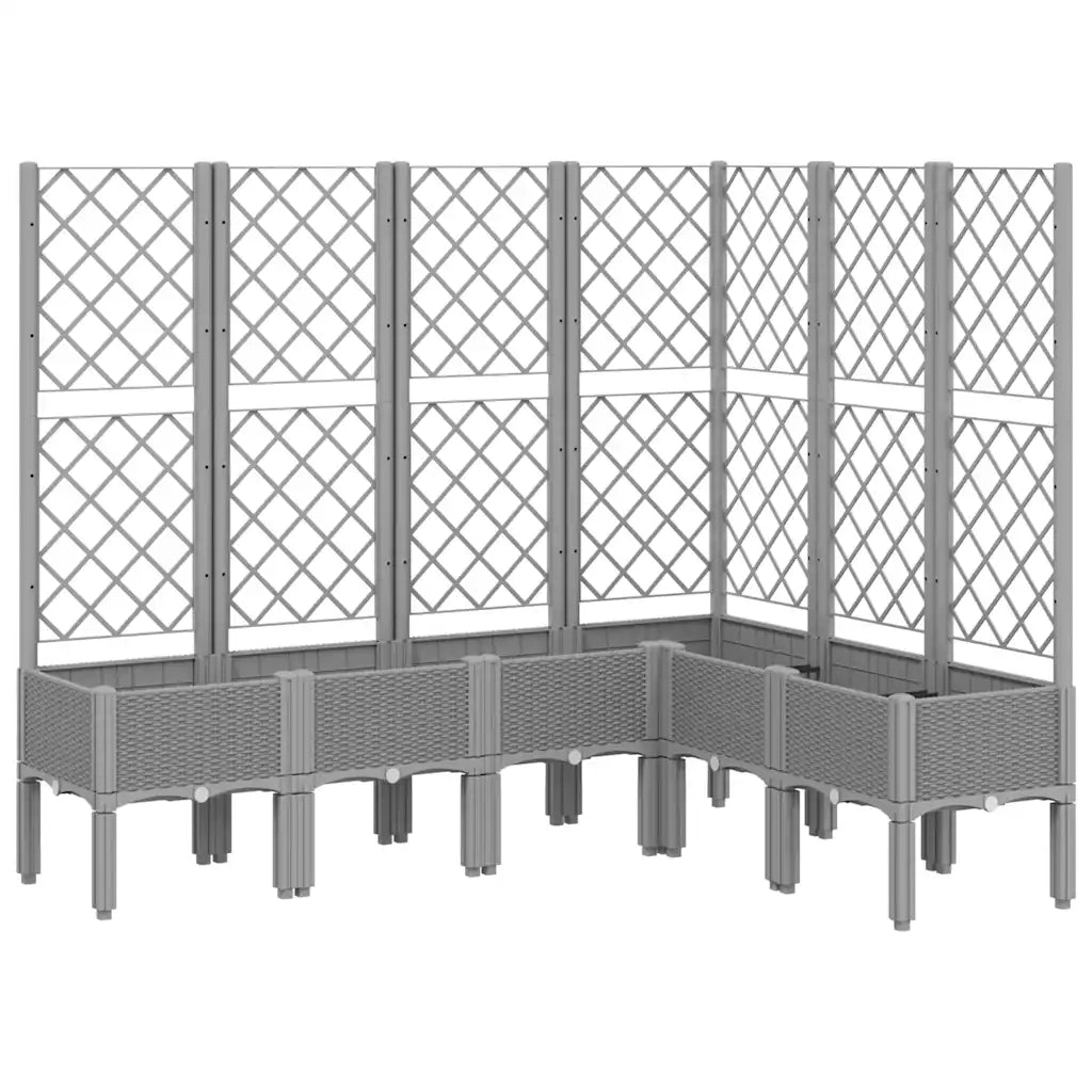 Fioriera | Cassetta per fiori | Vaso Giardino con Graticcio Grigio Chiaro 160x120x142 cm PP