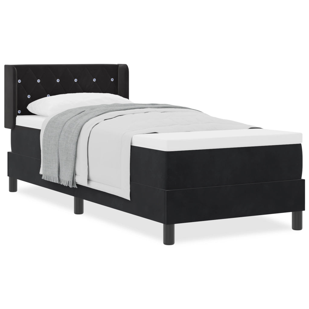 Letto a Molle con Materasso Nero 80x200 cm Velluto