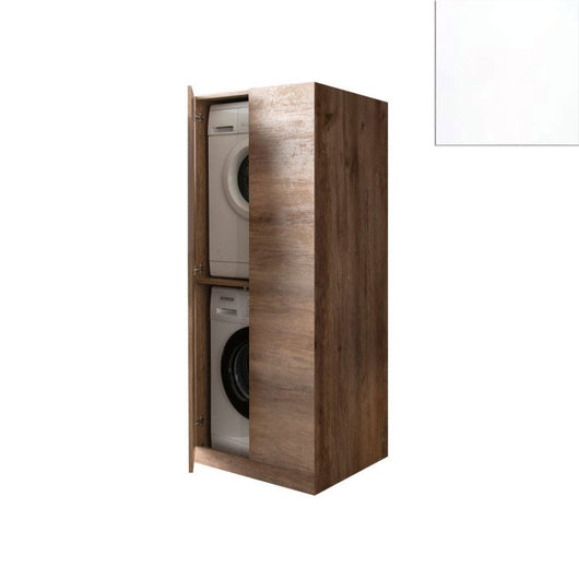 Mobile Lavanderia a Colonna per Lavatrice e Asciugatrice con Ante 70x70x174A cm in Nobilitato Unika Bianco Latte