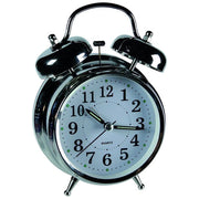 Trade Shop - Sveglia In Metallo Cromato Orologio Analogico A Batteria Da Tavolo 18 X 12 Cm -
