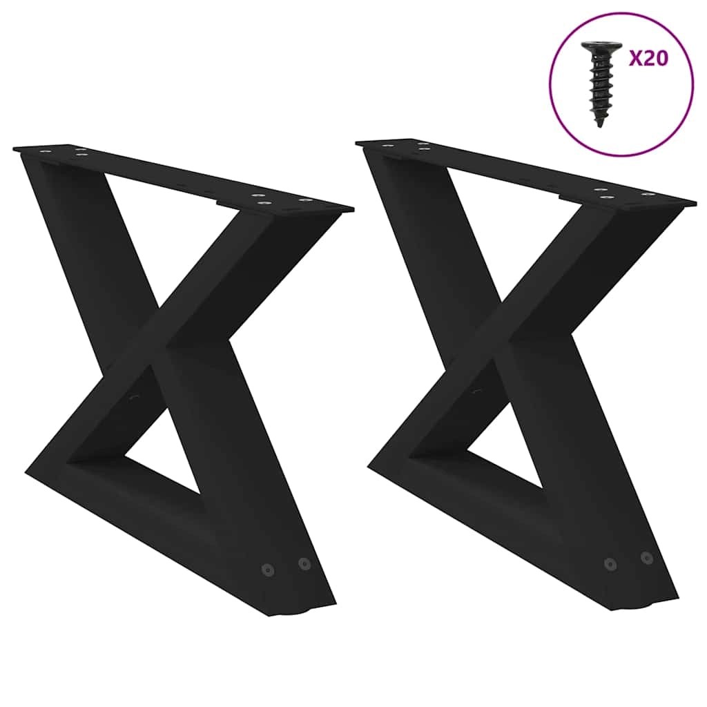 Set di 2 gambe per tavolino da caffè moderne regolabili 50 x 30 cm design geometrico in acciaio nero 02_0056970