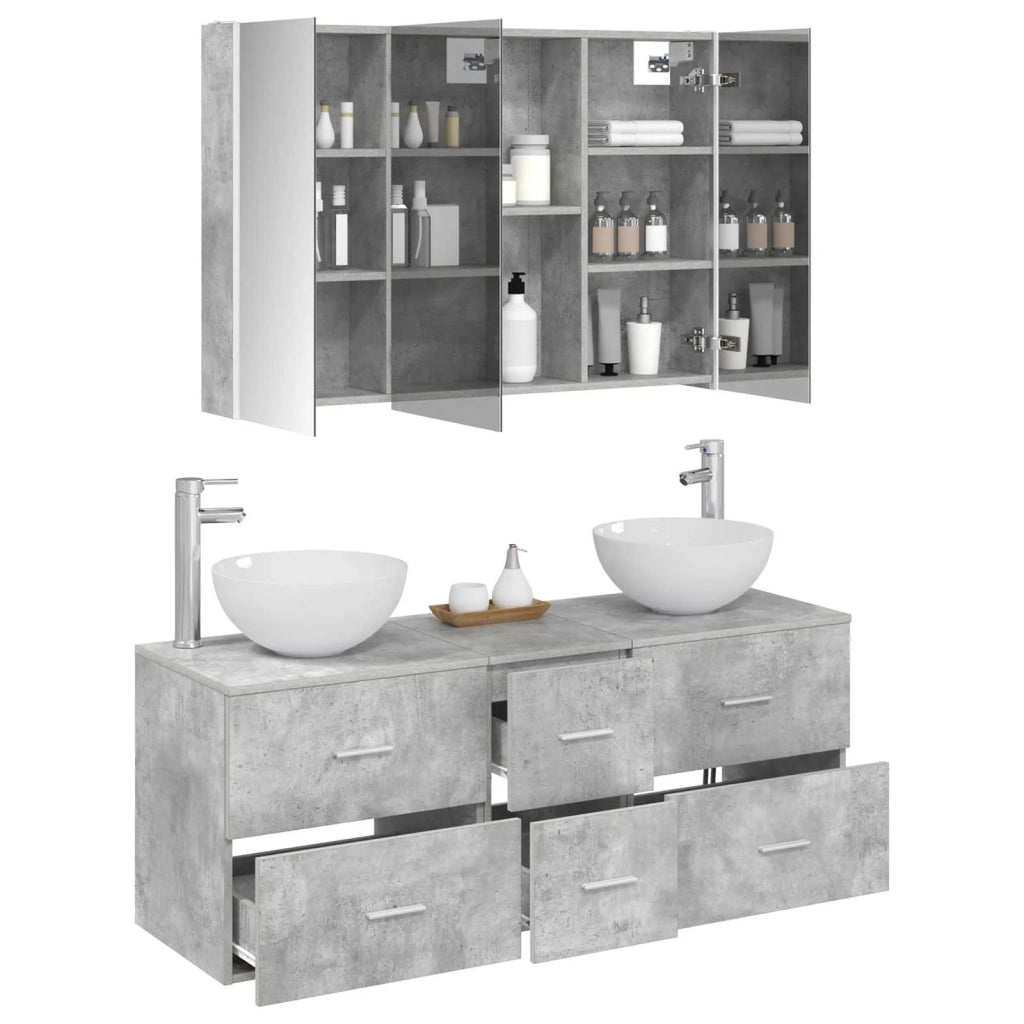 Set di mobili per il bagno 4 pcs Grigio Cemento 3406746