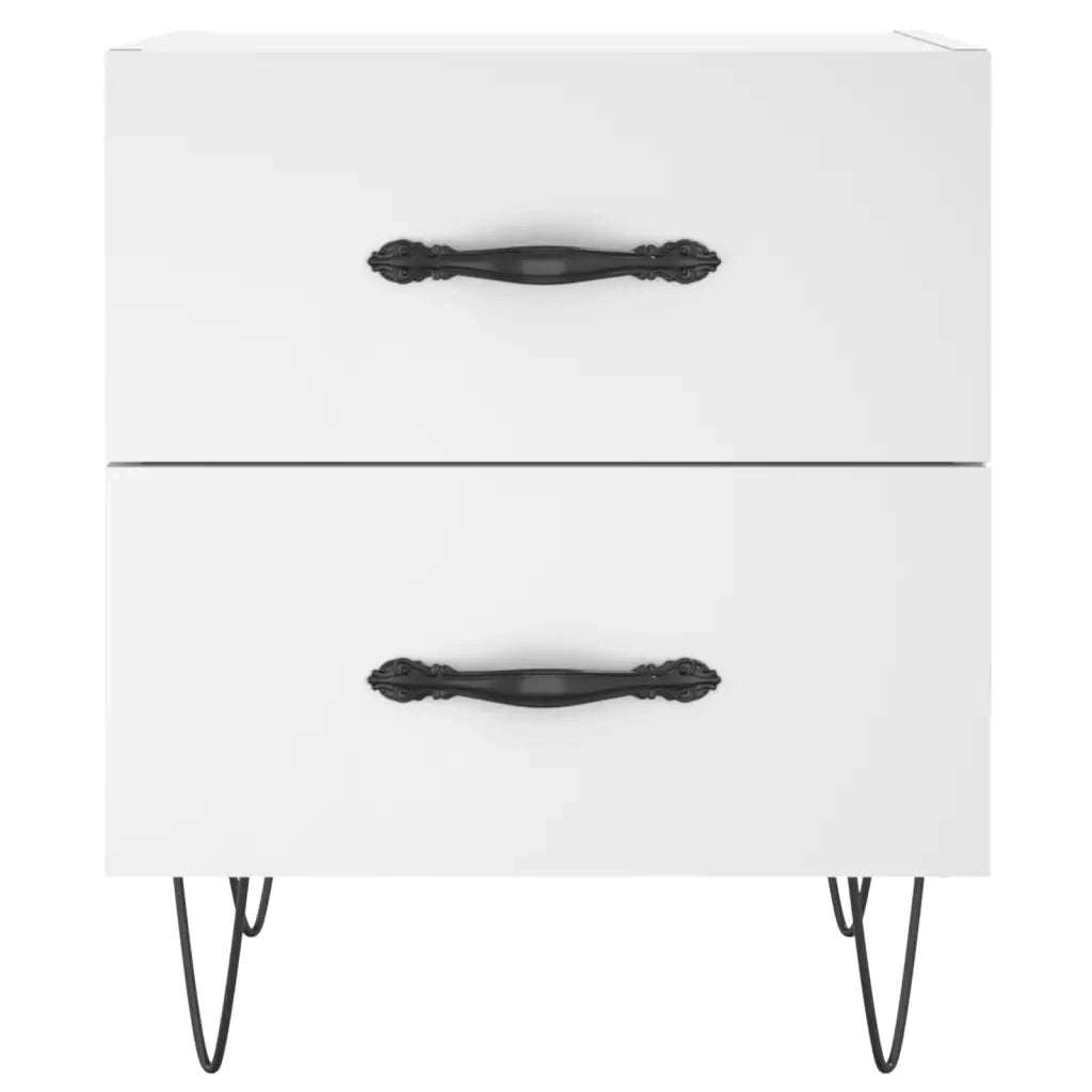 Set di 2 Comodini | Armadio da Notte | Mobiletto da notte Bianchi 40x35x47,5 cm in Legno Multistrato