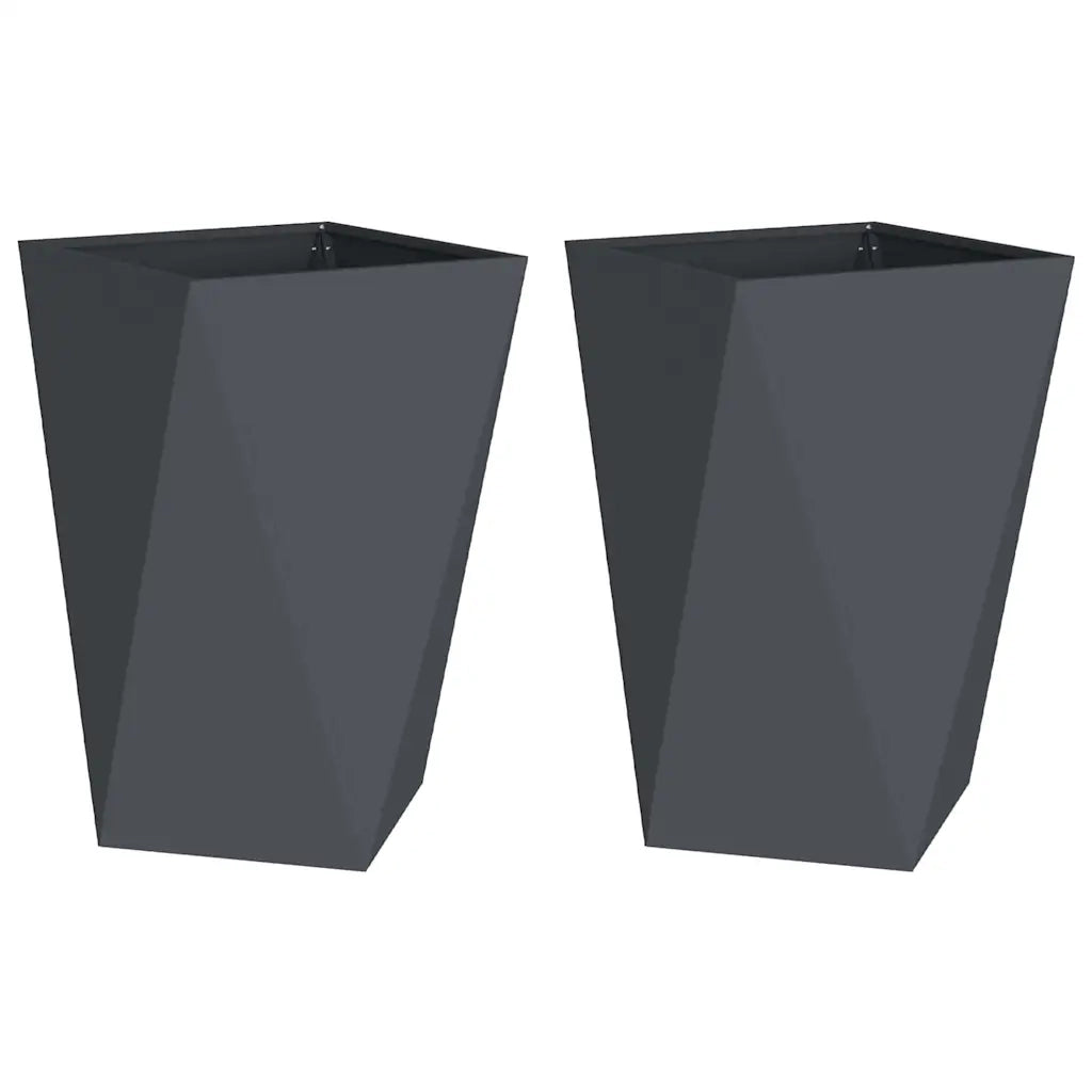 Fioriera 2 pcs Antracite 50 x 50 x 75 cm Acciaio 883799