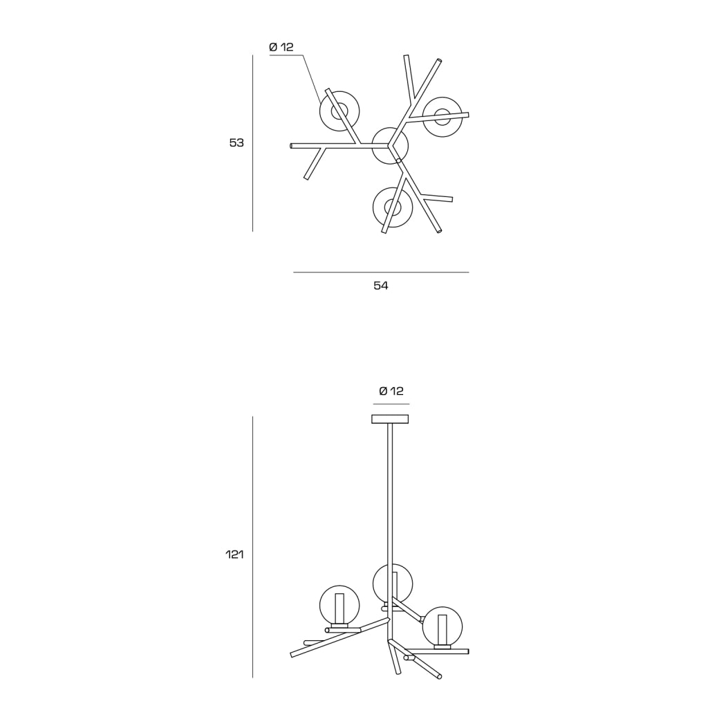 CAMELY SOSPENSIONE 3 LUCI ORO SPAZZOLATO ATTACCO G9 D.12CM IN VETRO TRASPARENTE