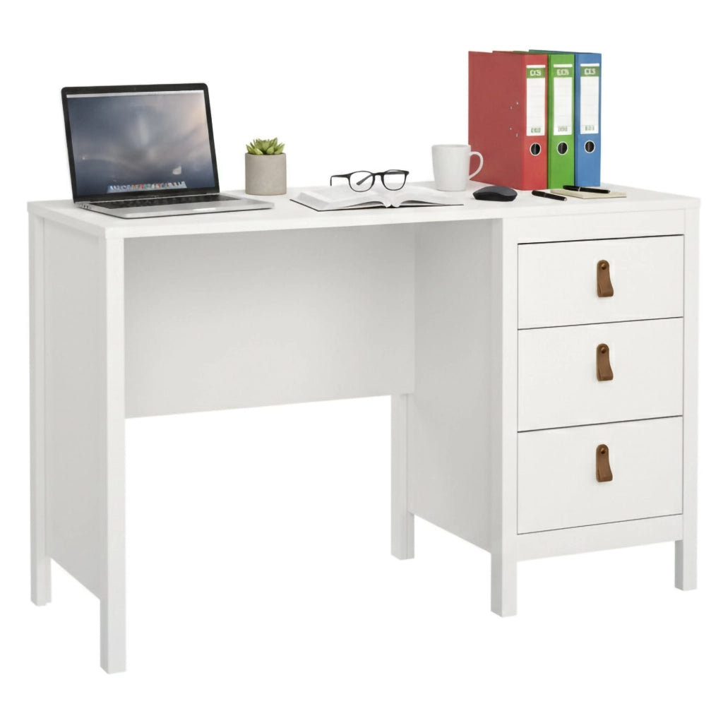 Scrivania Murjan, Scrittoio multiuso, Tavolo per ufficio porta PC, Piano di lavoro, 120x48 h77 cm, Bianco