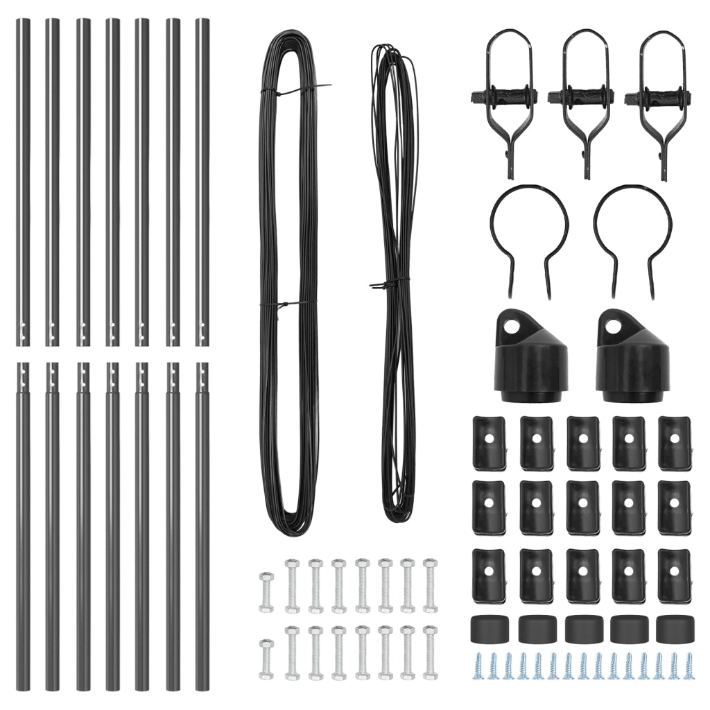 Pali per recinzione 7 pz Grigio Ã˜32 mm 150 cm Acciaio zincato