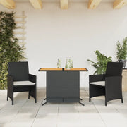 Set da BistrÃ² 3 pz con Cuscini Nero in Polyrattancod mxl 113635