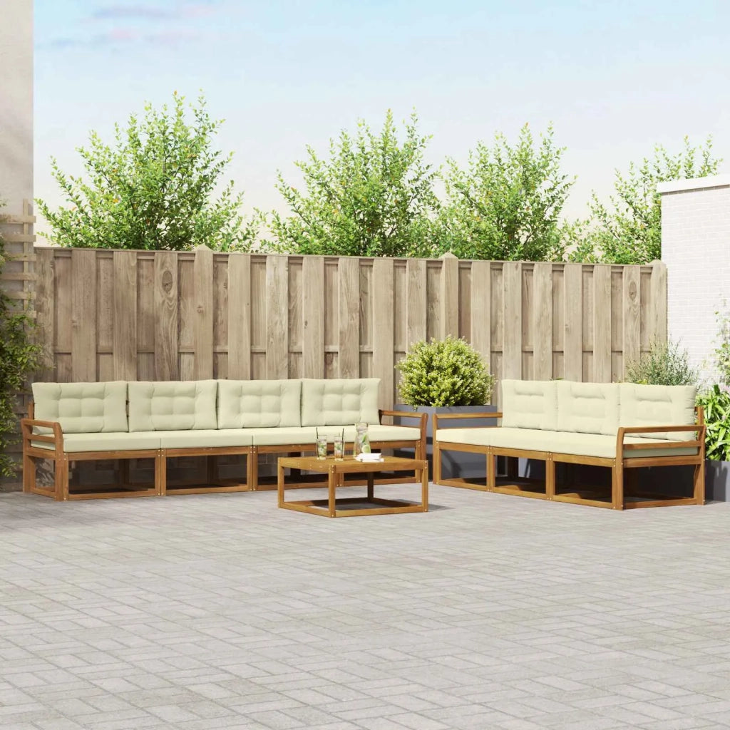 Set di divani da esterno con cuscino 8 pcs Naturale e Crema