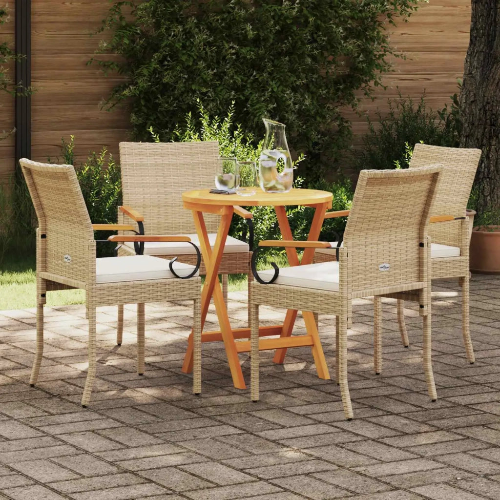 Sedie da giardino con cuscino 4 pcs Beige e Bianco Crema 42025887
