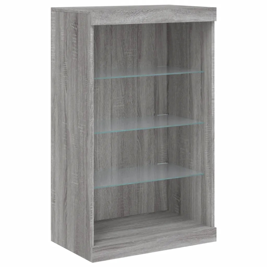 Credenza | Madia | Buffet da pranzo | Armadio da pranzo con Luci LED Grigio Sonoma 181,5x37x100 cm