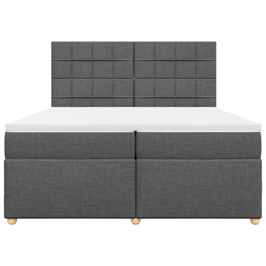 Giroletto a Molle con Materasso Grigio Scuro 200x200 cm Tessuto