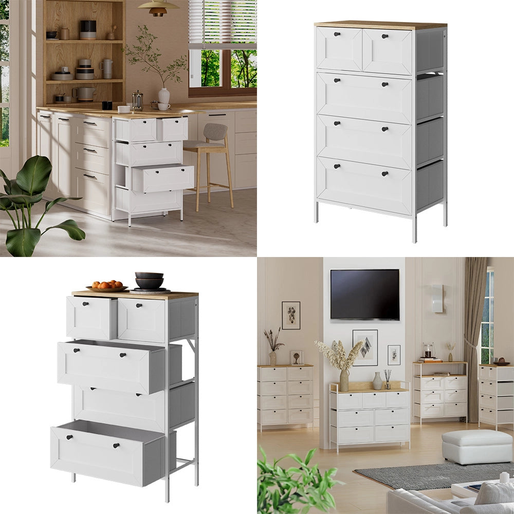 Vicco Tavolino Bianco 56 x 95 cm con 5 cassetti