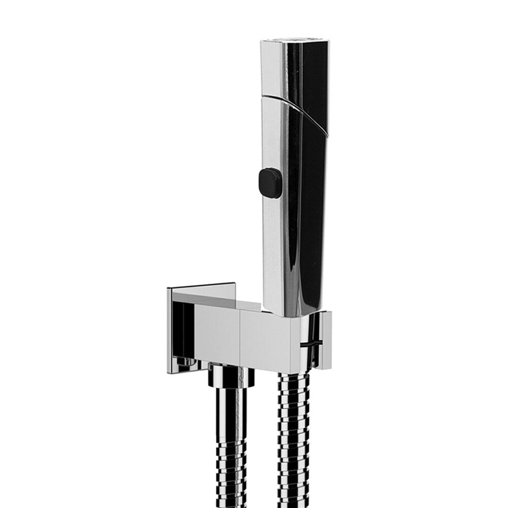 Kit doccetta in ottone shut-off e idroscopino quadrato cromo doppia funzione