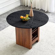 Tavolo da Pranzo Rotondo con Ripiano ¨C MINIMAL ¨C Noce/Metallo, 100cm, 2-4 Persone