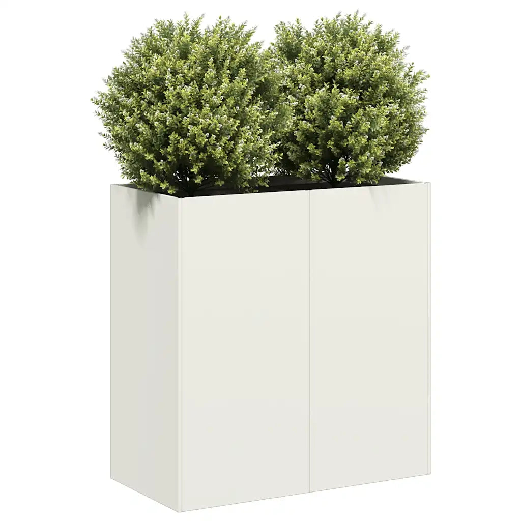 Fioriera-Vaso-Contenitore per Piante Bianca 80x40x80 cm in Acciaio Laminato a Freddo