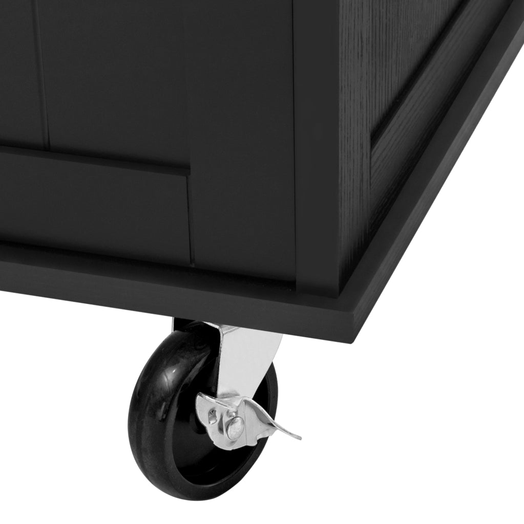 Isola cucina 120x40-60-80x92 cm con piano pieghevole e prese; in MDF e PB; nero e naturale