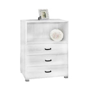 CASSETTIERA 3 CASSETTI E UN RIPIANO IN LEGNO BIANCO DIMENSIONI  60X40X101CM