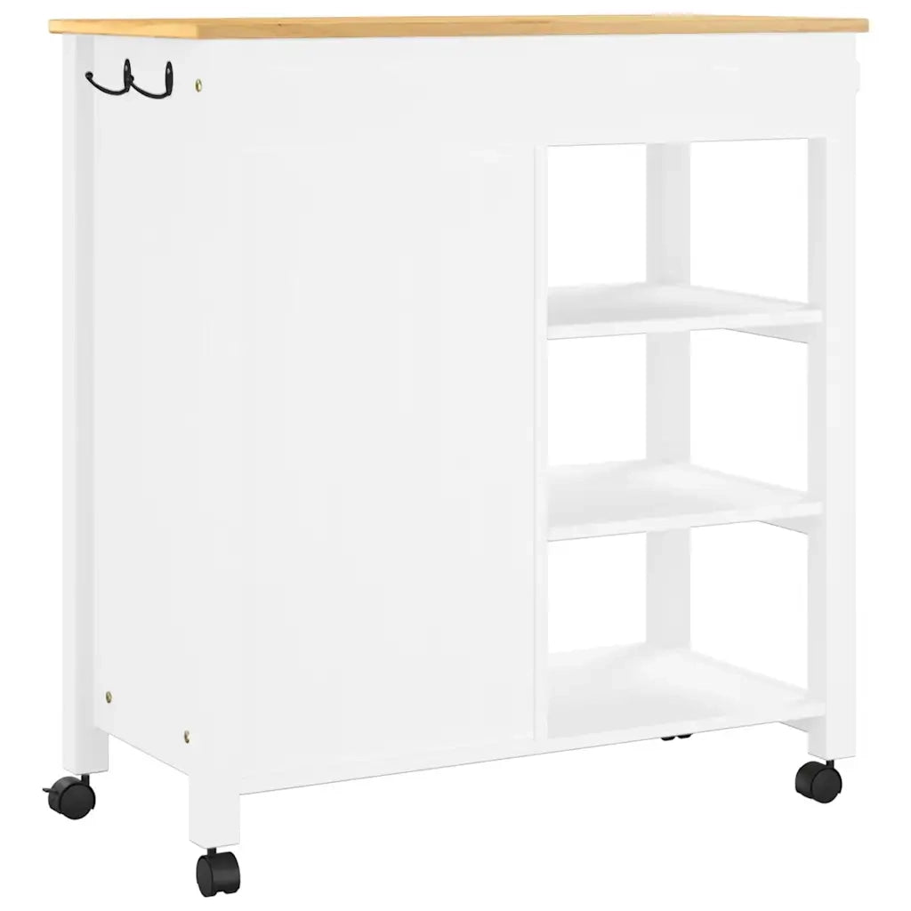 Carrello da Cucina MONZA 84x40x88,5 cm in Legno Massello di Pino 376114
