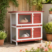 Rabbit Hutch With 4 Doors, Red Wood